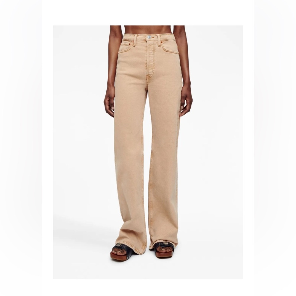 RE/DONE 70’s HIGH WAISTED WIDE LEG JEANS IN KHAKI SIZE 30 - Picture 3 of 11